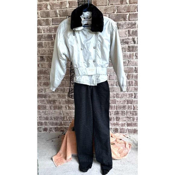 Vintage Obermeyer Ladies Ski Suit Sz 10 Iridescent 1 Piece Stirrups Embr… - Picture 1 of 12